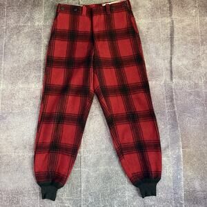 Men's Vintage 50's Genuine Boat Sail Drill Buffalo Plaid Hunting Pants 34 X 33